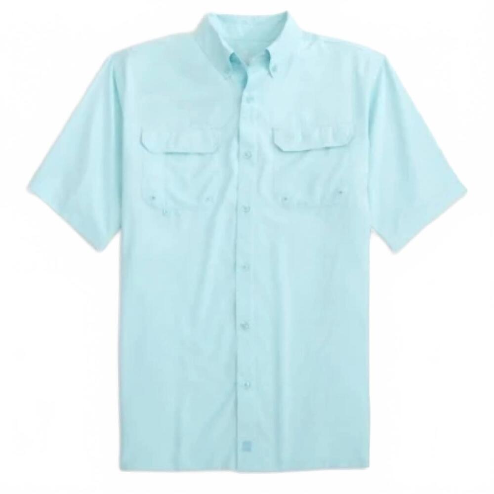 NEW HEYBO OUTDOORS men's beaufort glacier button up shirt in blue